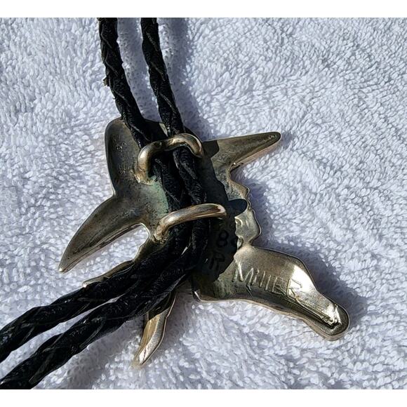 Vintage 1989 Roger Miller Cowboy Bolo Tie Sterling Silver Southwestern Navajo - Picture 8 of 14